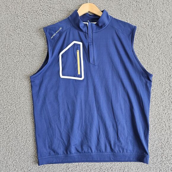 Peter Millar Other - Peter Millar Forge Performance Large Quarter-Zip Vest Mens Blue Classic Fit